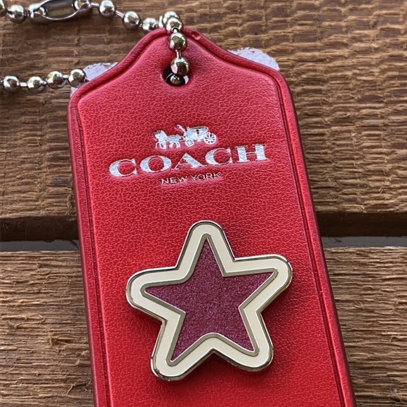 Coach Varsity Classic Pin Set on Red Leather Fob - Picture 3 of 14